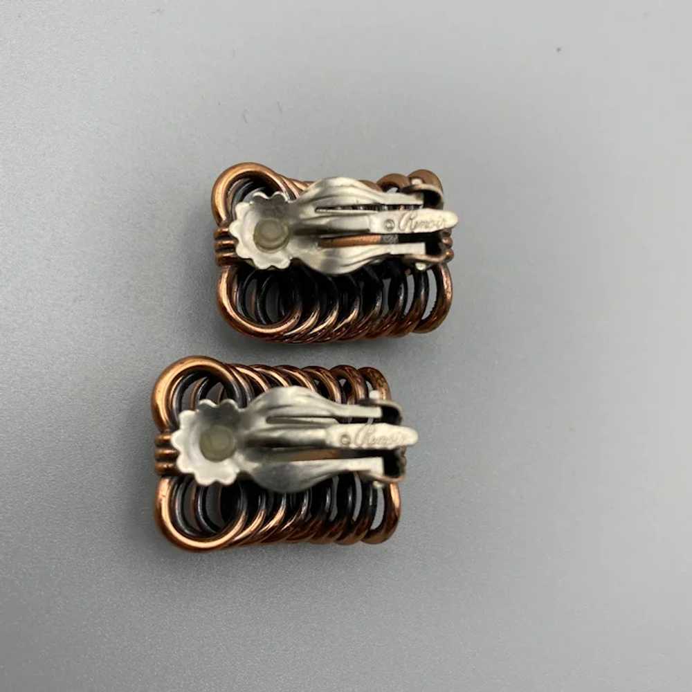 Mid-Century Renoir Copper Coil Clip Earrings - image 2