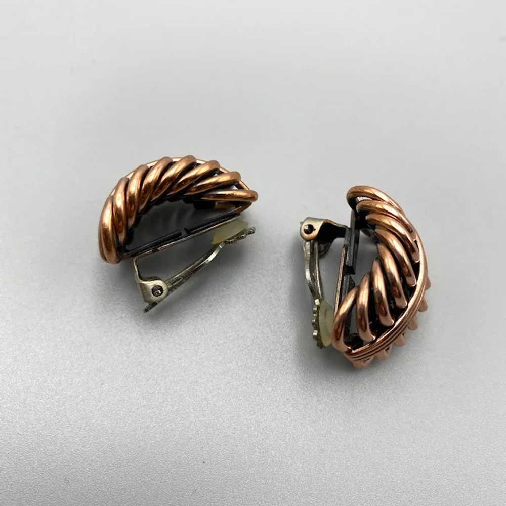 Mid-Century Renoir Copper Coil Clip Earrings - image 3