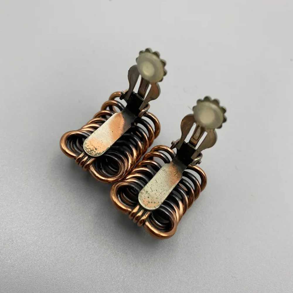 Mid-Century Renoir Copper Coil Clip Earrings - image 4