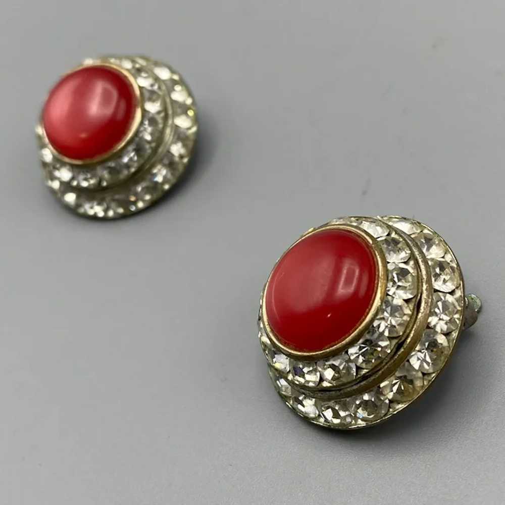 Vintage Lisner Red Moonglow Lucite and Rhinestone… - image 7
