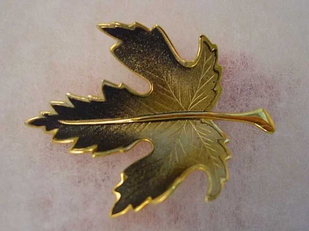 Autumn Brown Enamel Leaf Pin. - image 3