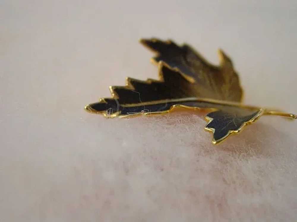 Autumn Brown Enamel Leaf Pin. - image 5