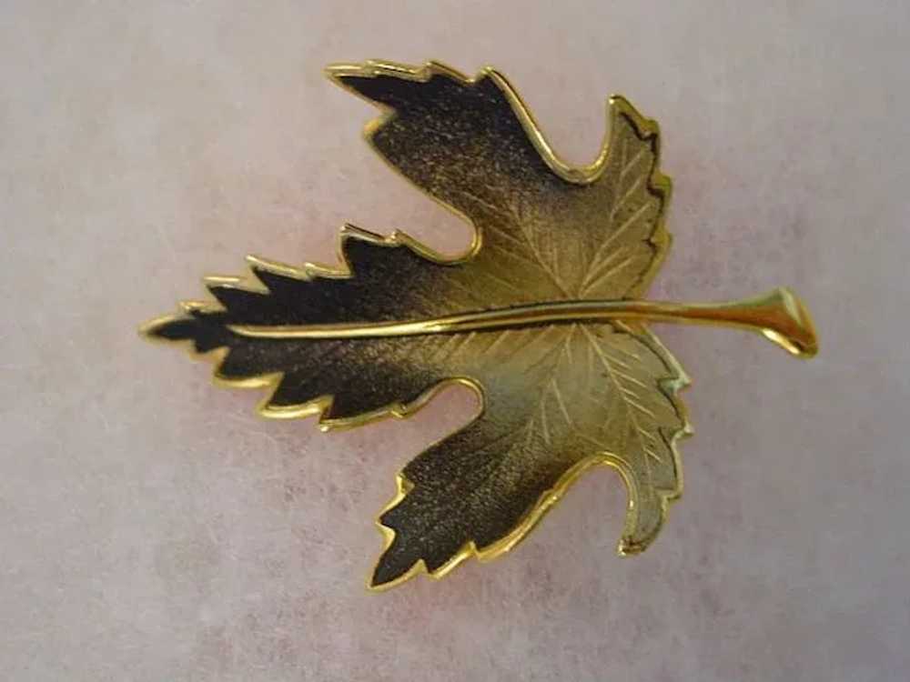 Autumn Brown Enamel Leaf Pin. - image 6