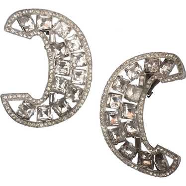 Stunning Crescent-shaped Rhinestone Earrings - image 1