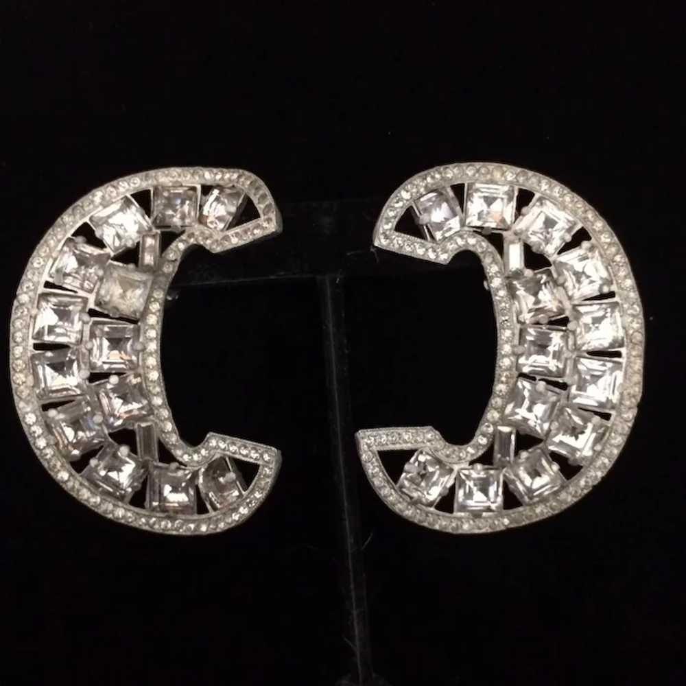Stunning Crescent-shaped Rhinestone Earrings - image 2
