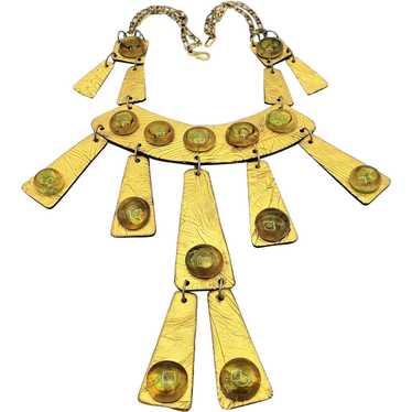 Golden Egyptian Revival Style Statement Necklace - image 1