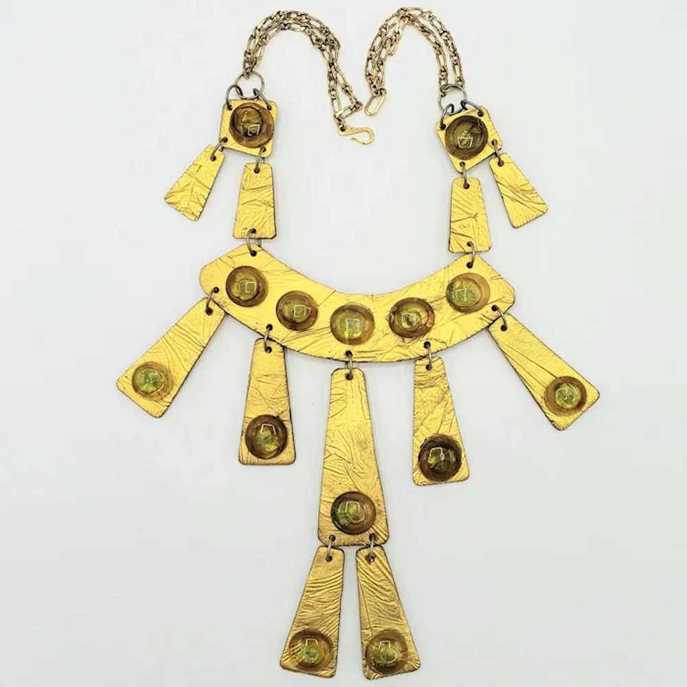 Golden Egyptian Revival Style Statement Necklace - image 4