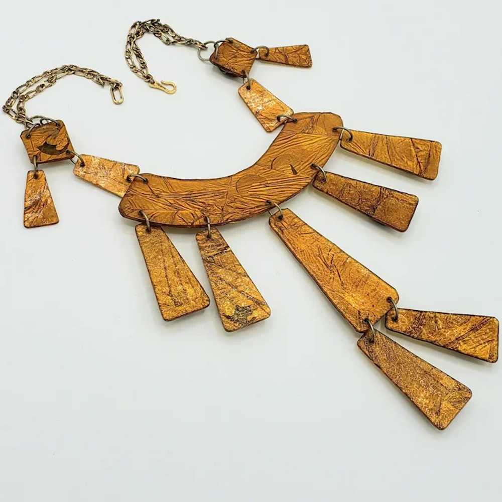 Golden Egyptian Revival Style Statement Necklace - image 6