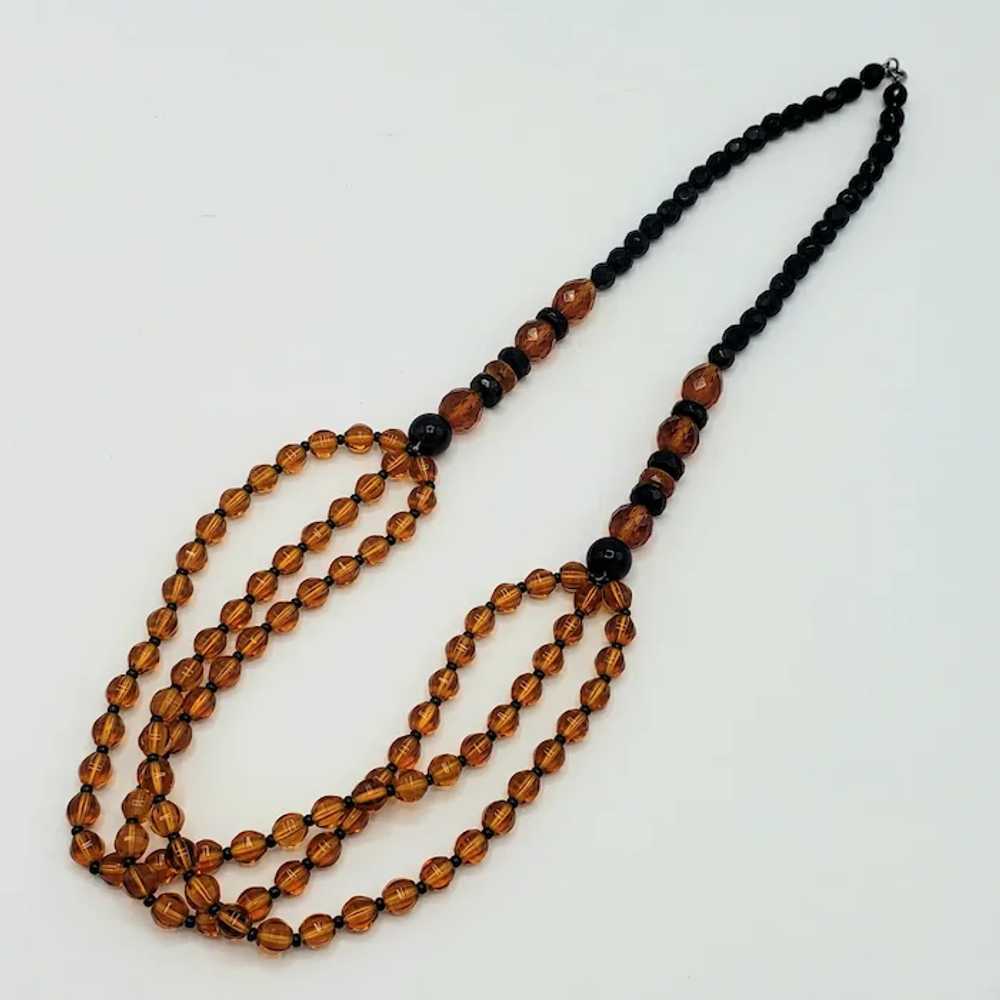 BEAUTIFUL Black and Amber-Colored Beaded Necklace - image 4