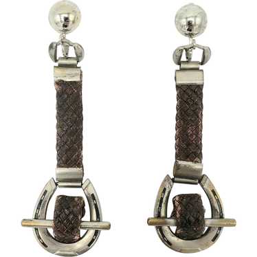 Braided Leather Horseshoe Clip-on Earrings - image 1