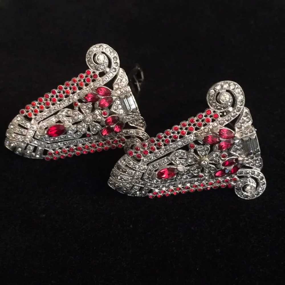 Intricate Pair of Art Deco Dress Clips - image 2