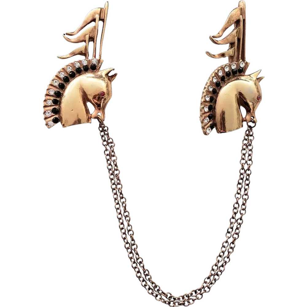 Retro Circus Horse Chatelaine Pin - image 1