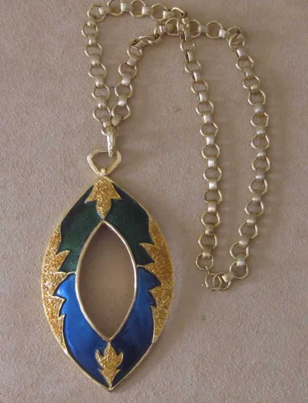 Designer Huge Vintage  Runway Pendant - image 2