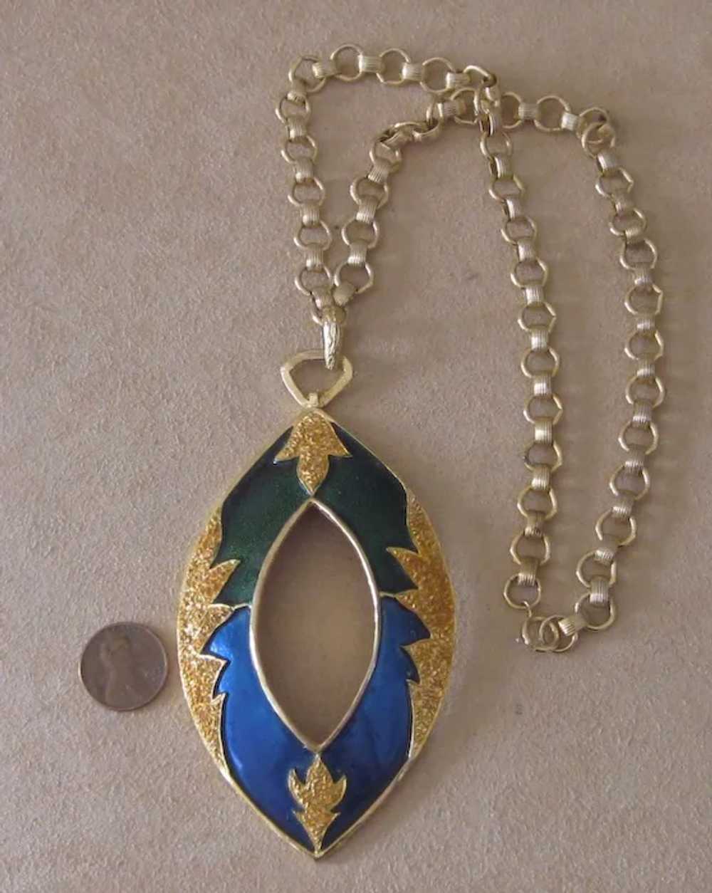 Designer Huge Vintage  Runway Pendant - image 3