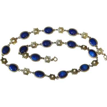Accessocraft Faux Lapis and Faux Pearl Vintage Sa… - image 1