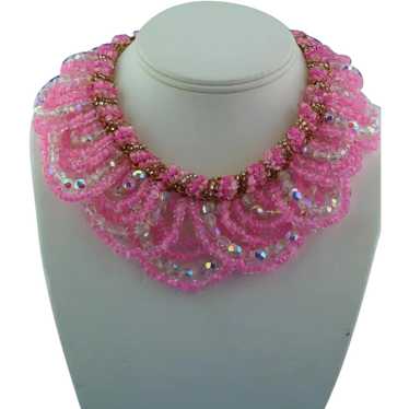 Pink and AB crystal rhinestone collar 1950's