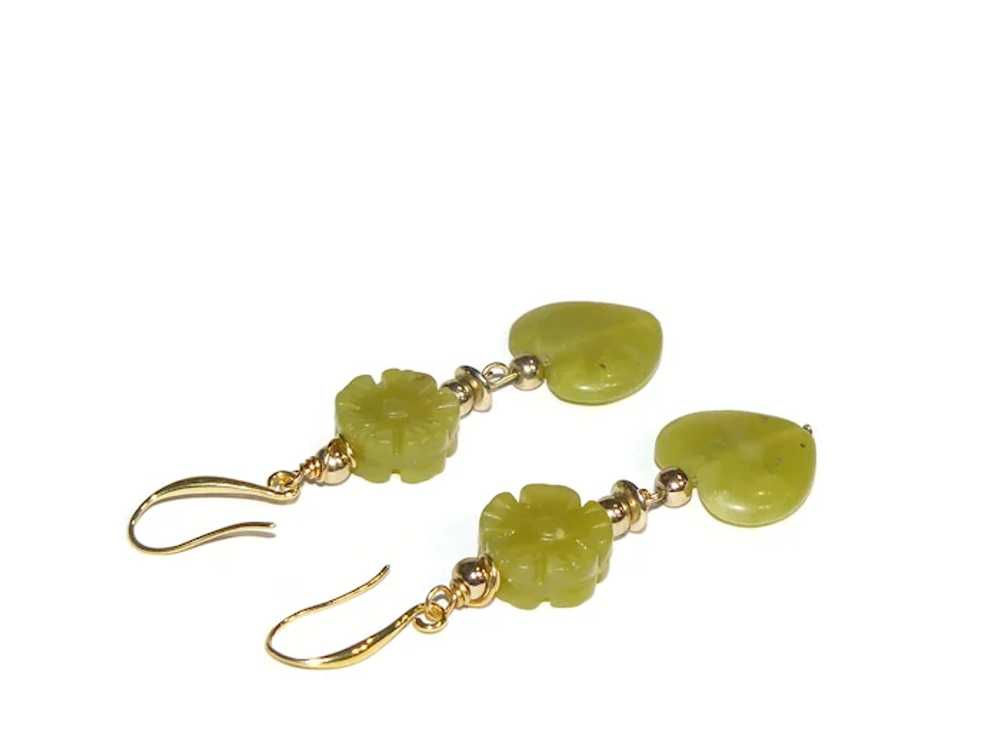 Green Jade Heart Earrings - image 3