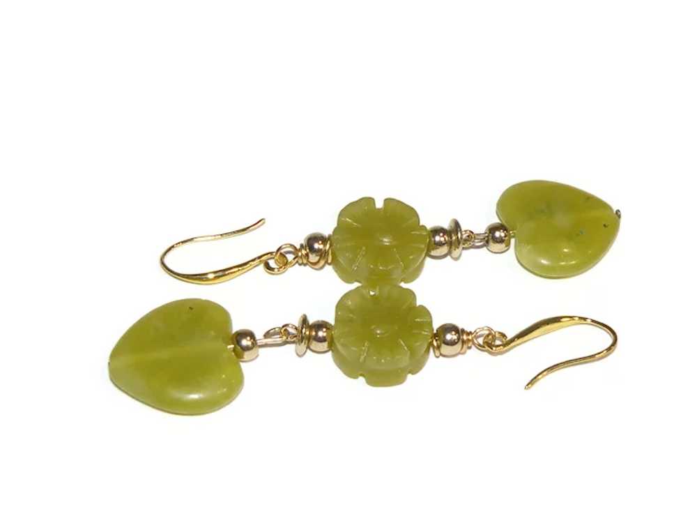 Green Jade Heart Earrings - image 4