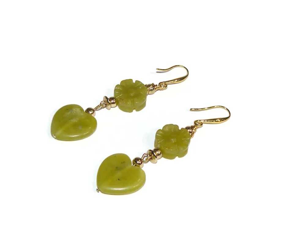 Green Jade Heart Earrings - image 5