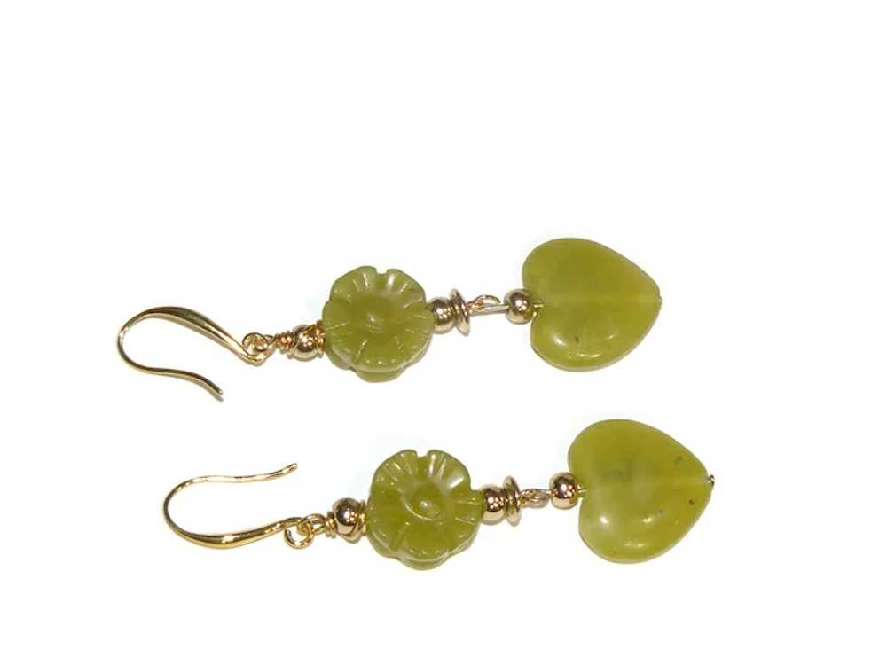 Green Jade Heart Earrings - image 6