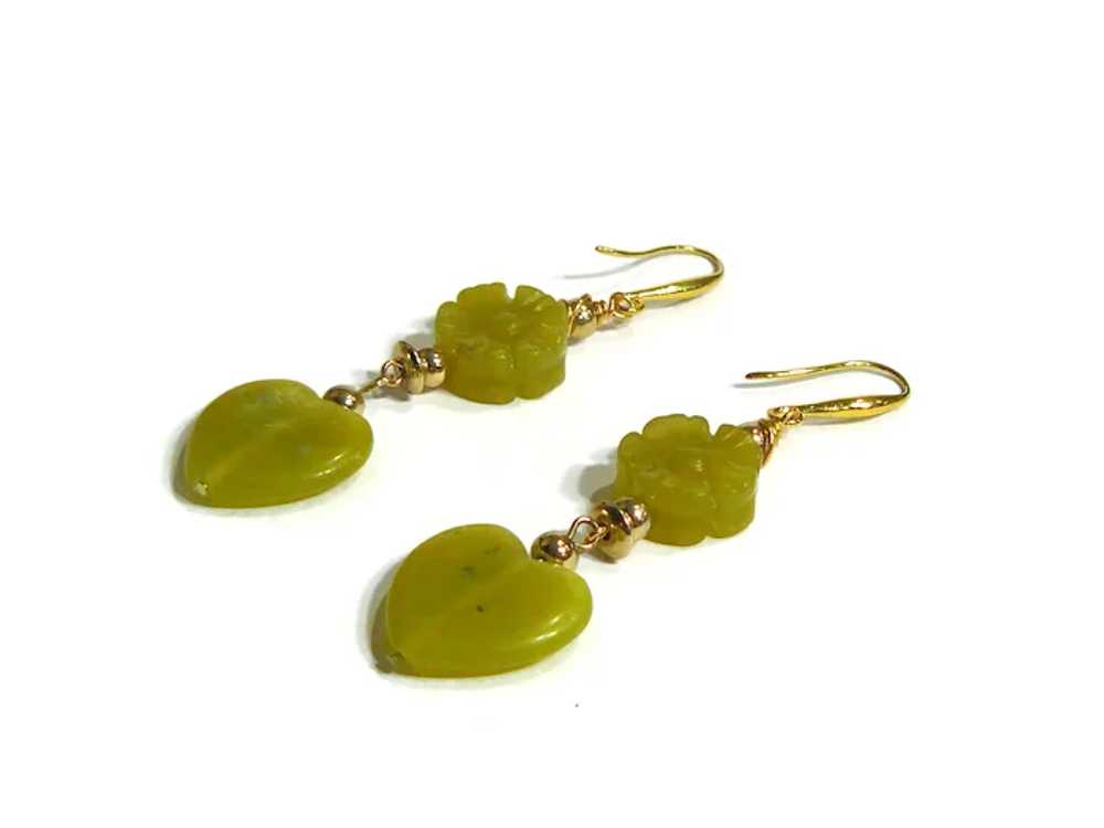Green Jade Heart Earrings - image 7