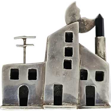 Sterling Adobe 3 Dimensional House Pin - image 1