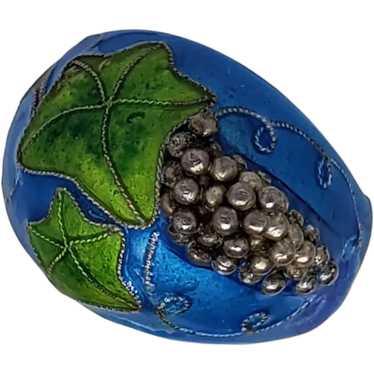 Sterling & Enamel Ring with Grapes - image 1