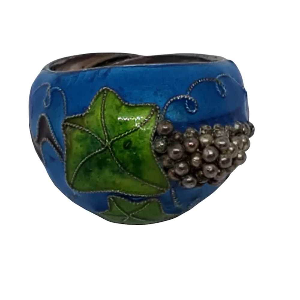 Sterling & Enamel Ring with Grapes - image 2