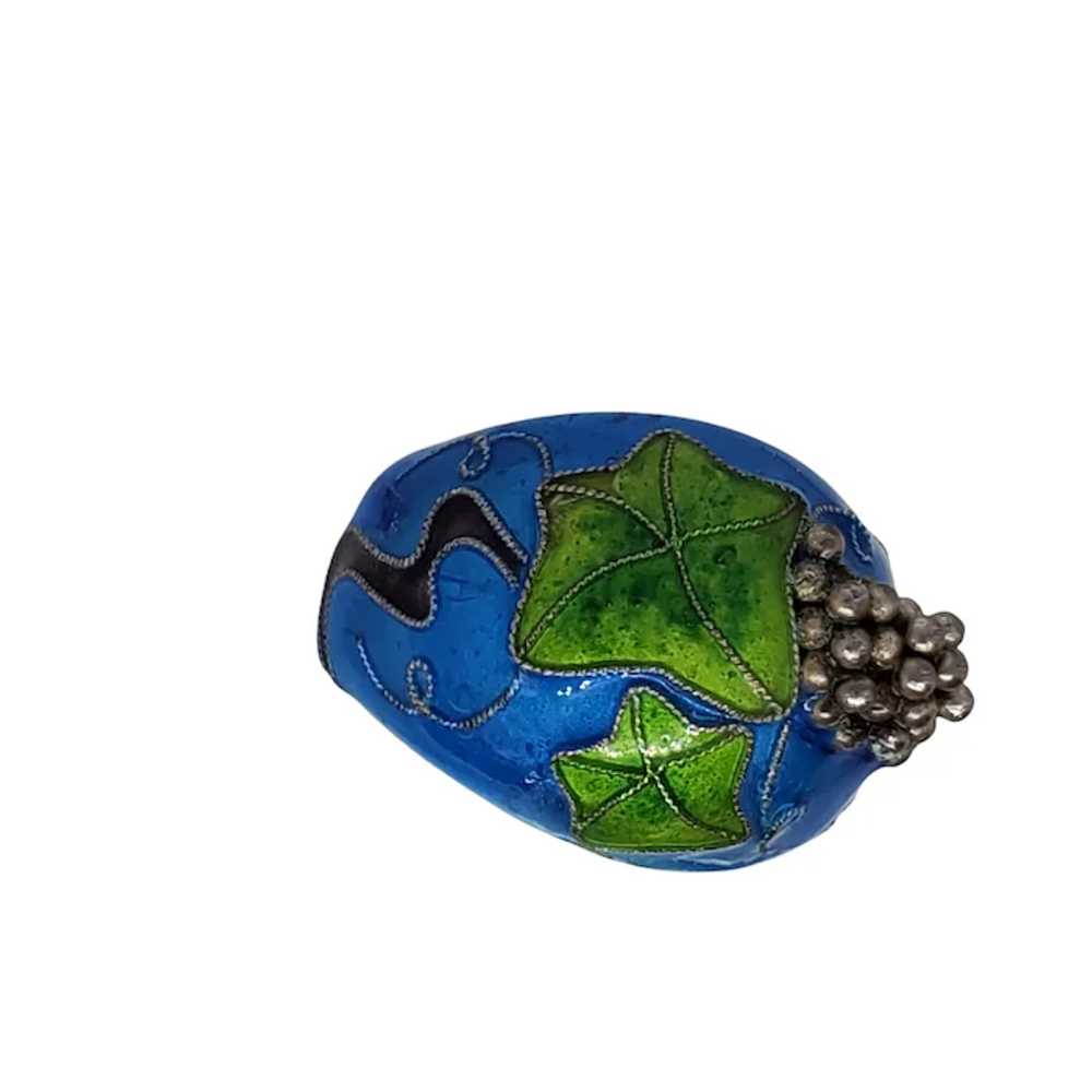 Sterling & Enamel Ring with Grapes - image 4