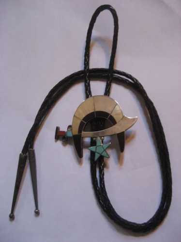 Zuni Sterling Silver & Inlay Shriner's Bolo Tie