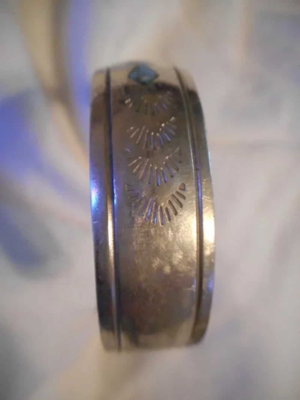 Sterling Silver Inlay Vintage Signed Bracelet - image 2