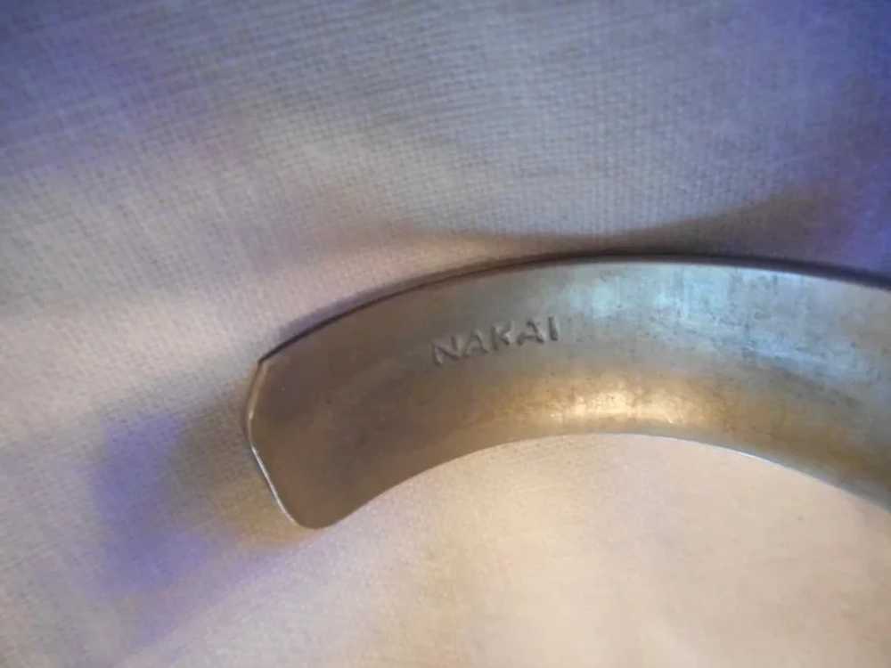 Sterling Silver Inlay Vintage Signed Bracelet - image 5