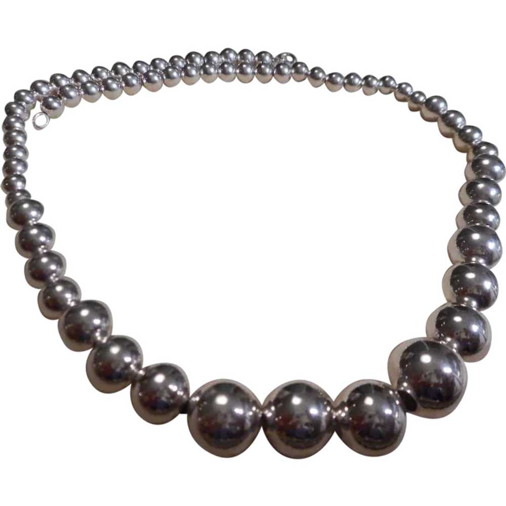 Sterling Silver Beaded Vintage Necklace - image 1