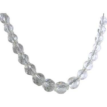 Vintage Art Deco Clear Faceted Glass Bead Necklace - image 1