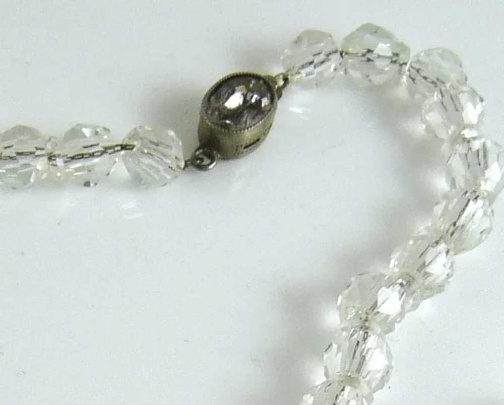 Vintage Art Deco Clear Faceted Glass Bead Necklace - image 3