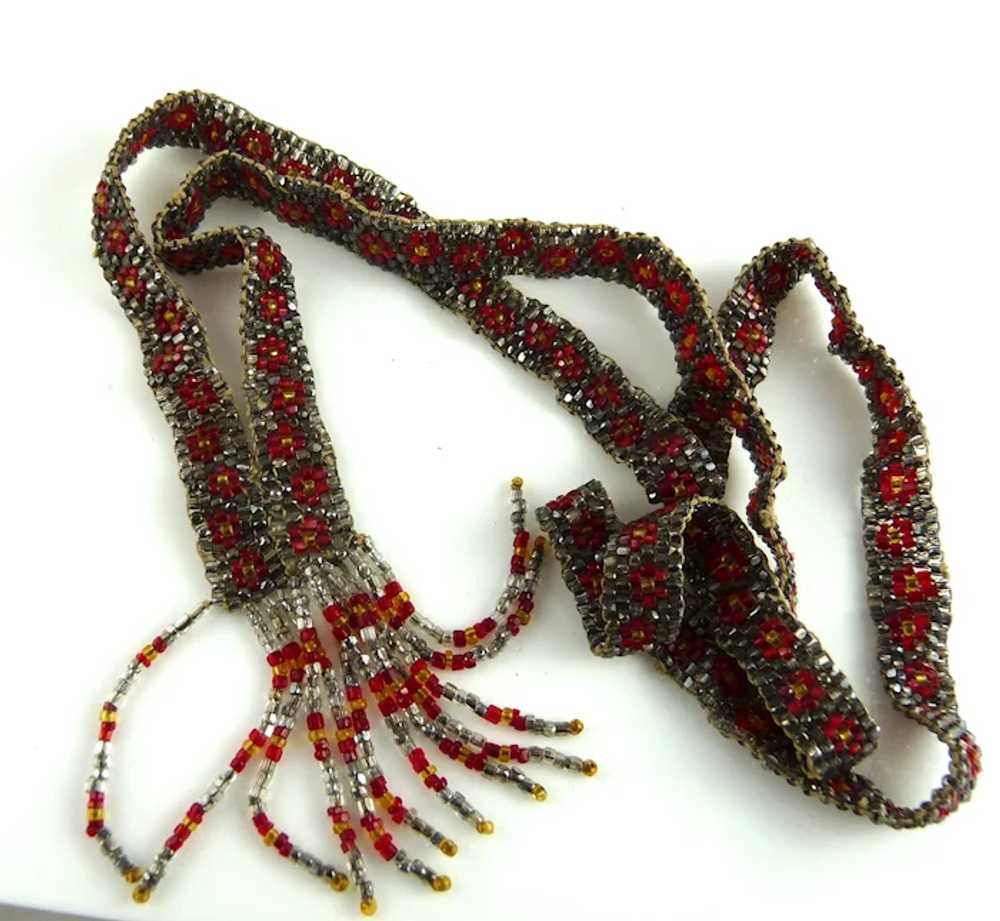 Vintage Art Deco Flapper Seed Bead Necklace - image 3