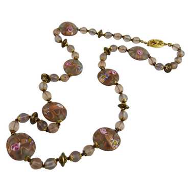 Vintage Wedding Cake Bead Necklace Pink and Mauve - image 1