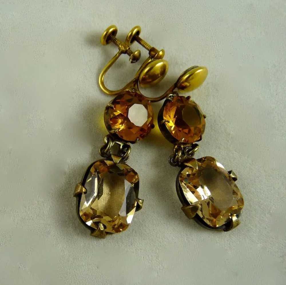 Vintage Czech Glass Bracelet Earrings Demi Parure… - image 2