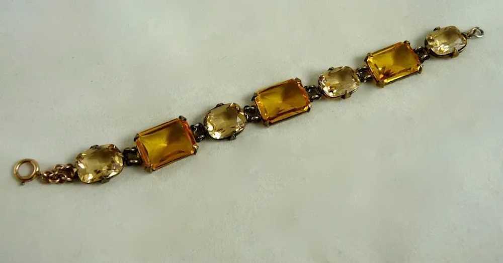 Vintage Czech Glass Bracelet Earrings Demi Parure… - image 3