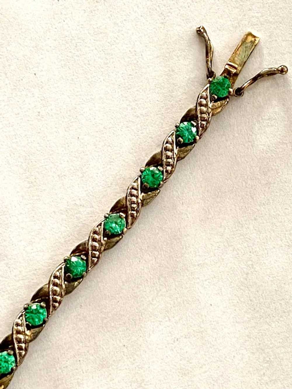 Vintage Tennis Bracelet with Dark Green Stones - image 3