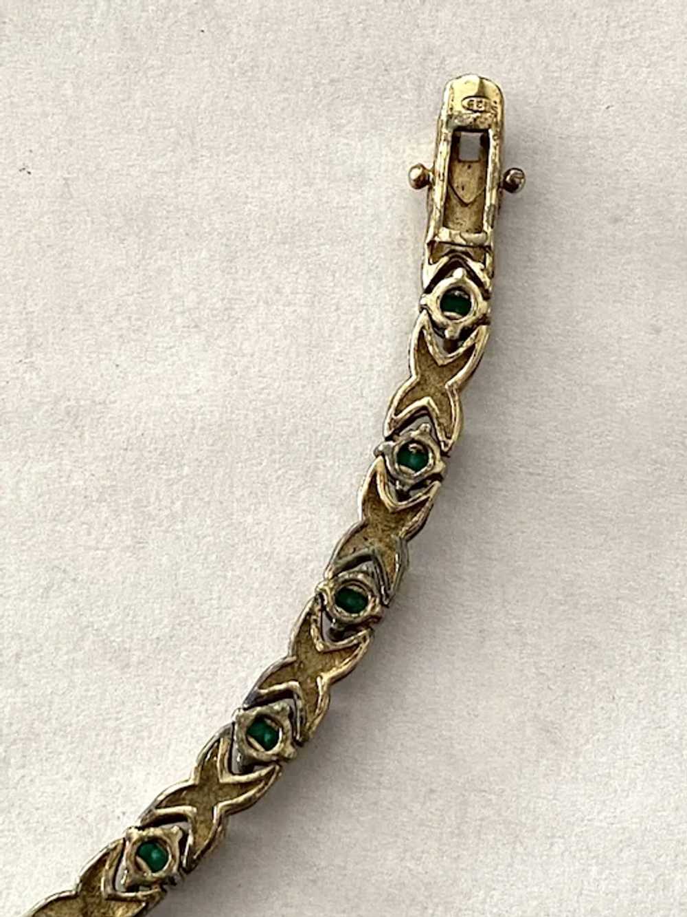 Vintage Tennis Bracelet with Dark Green Stones - image 5