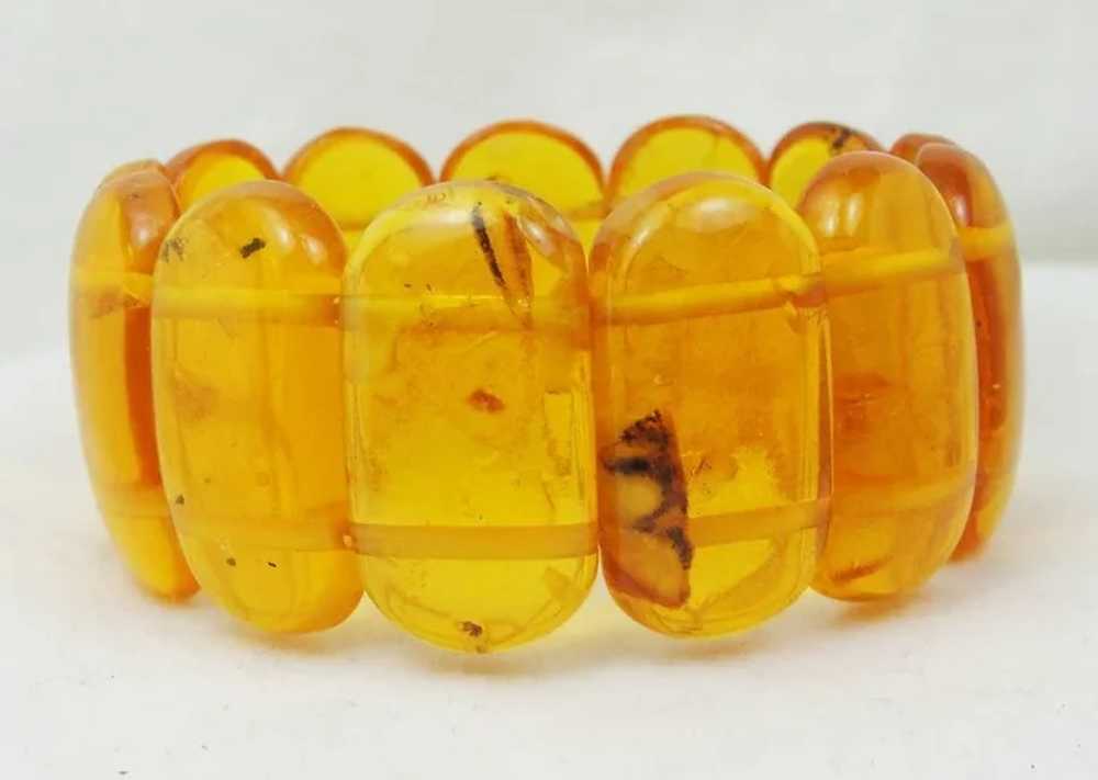 Vintage Genuine Honey Baltic Amber Stretch Bracel… - image 2