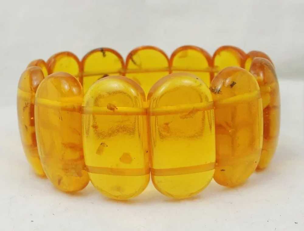 Vintage Genuine Honey Baltic Amber Stretch Bracel… - image 4