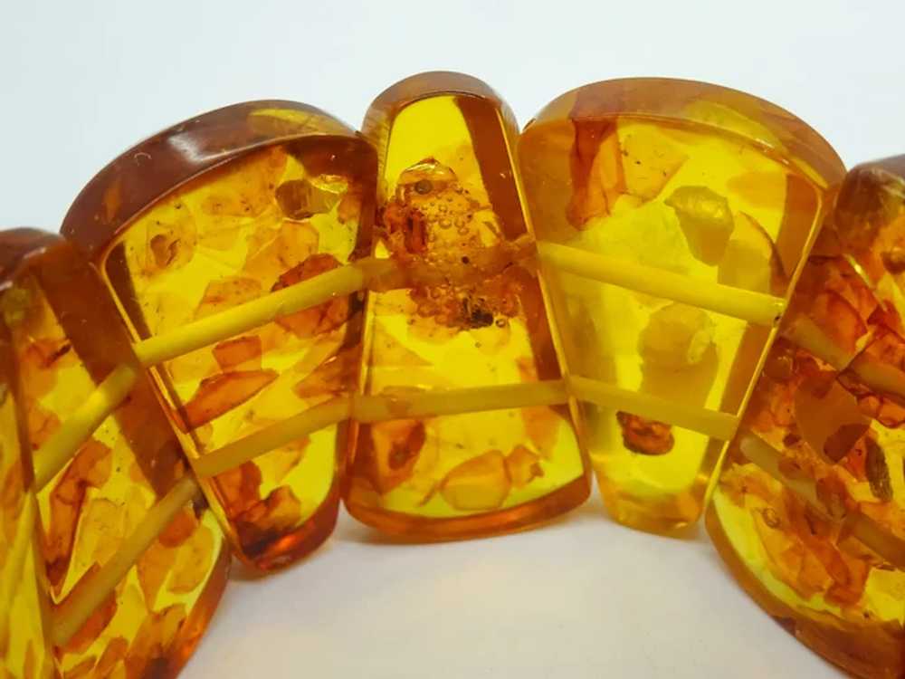 Estate Honey Amber 36mm Chunky Faceted Stretch Br… - image 6