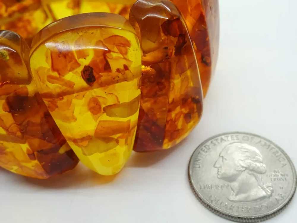 Estate Honey Amber 36mm Chunky Faceted Stretch Br… - image 7