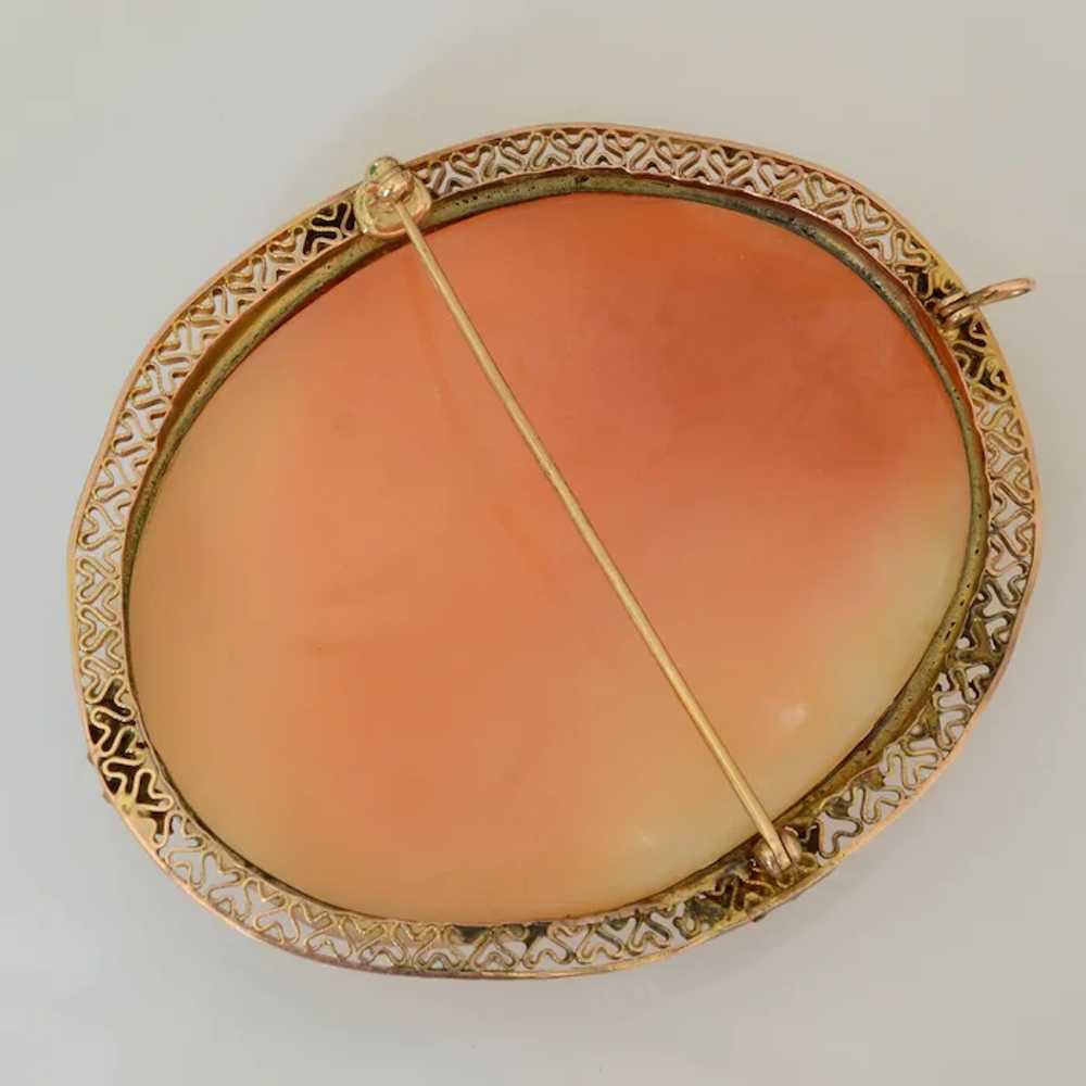 Extra Large 14K Yellow Gold Shell Cameo Woman and… - image 7