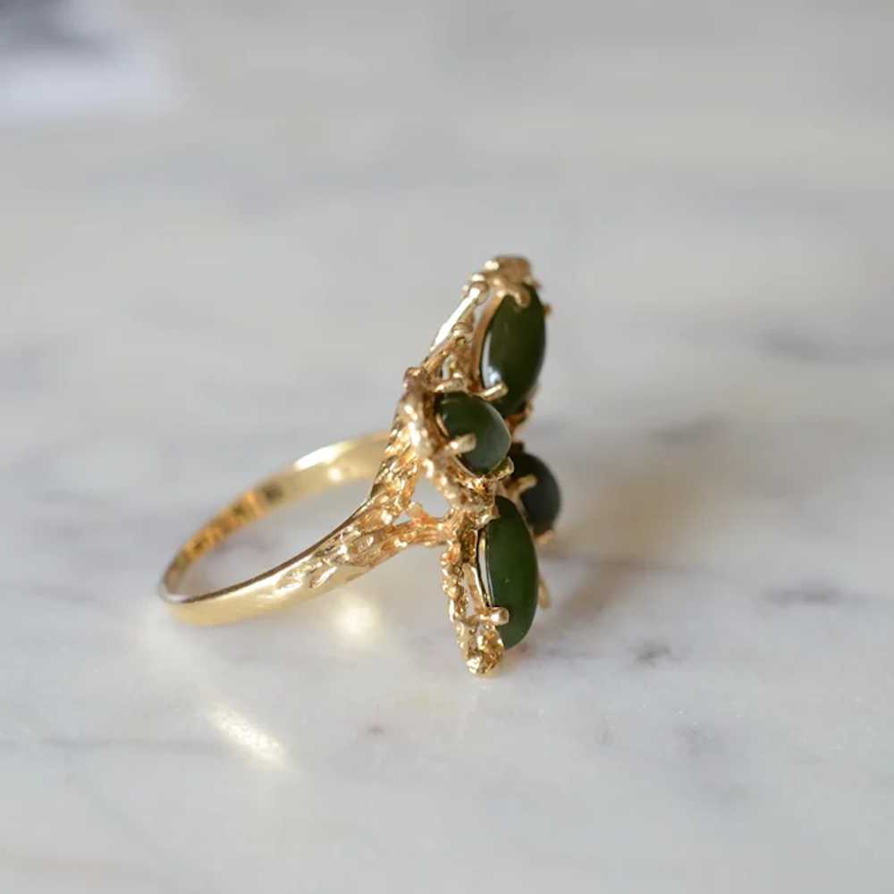 Vintage 14K Yellow Gold Jade Textured Butterfly R… - image 7