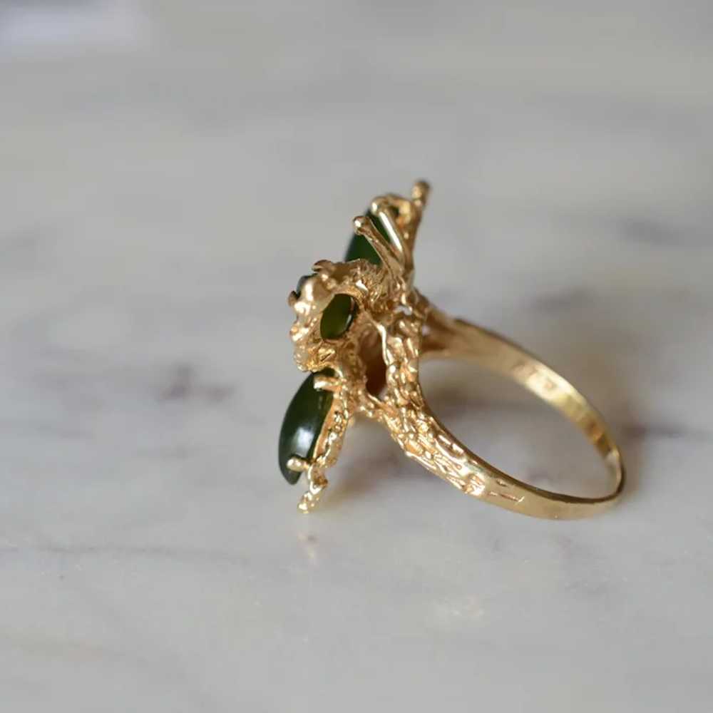Vintage 14K Yellow Gold Jade Textured Butterfly R… - image 8