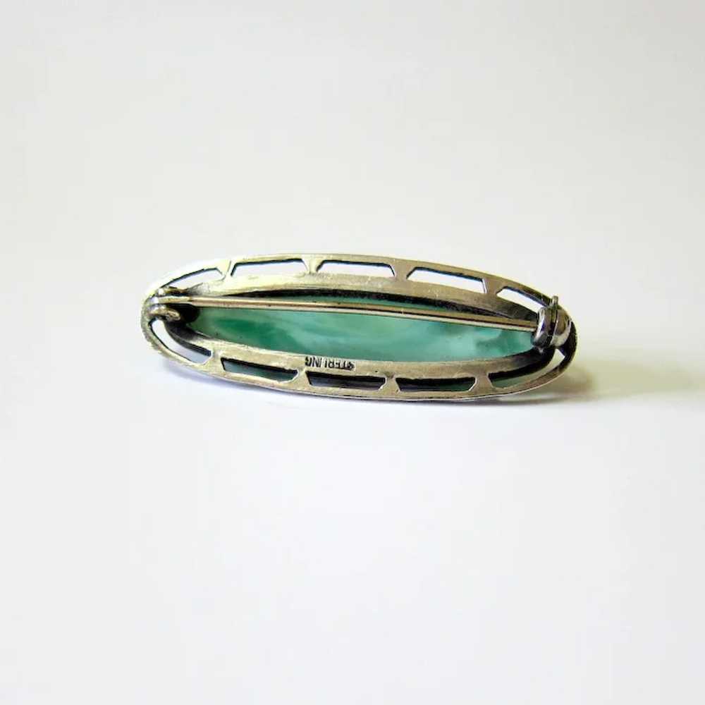 Art Deco Sterling Art Glass Brooch - image 4