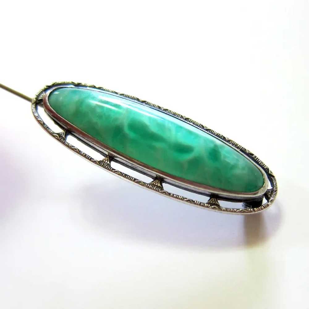 Art Deco Sterling Art Glass Brooch - image 5